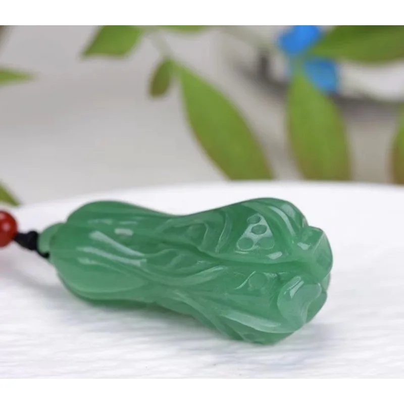 Pingente Natural Aventurine para Homens e Mulheres, Verde Dongling Jade Buddha Repolho Koi Peônia, Atacado