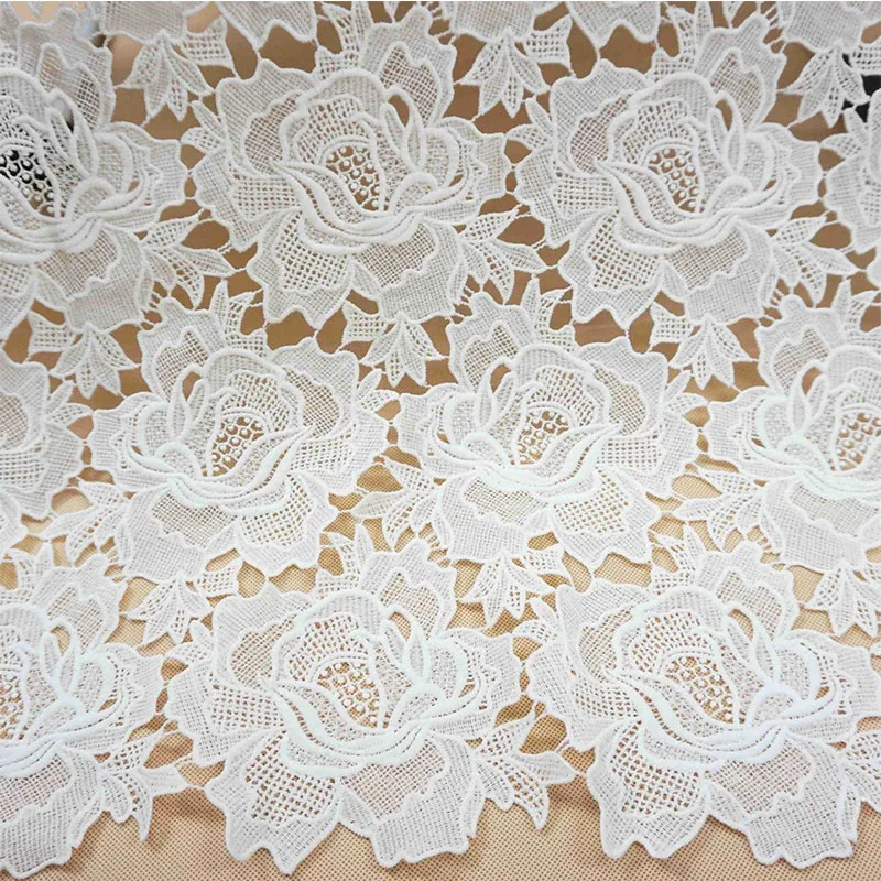 Off White DIY Sewing Needle Work Guipure French Lace Embroidery Cloth Wedding Bridal Dress Lace Fabric Designer Fabric 1 Yard