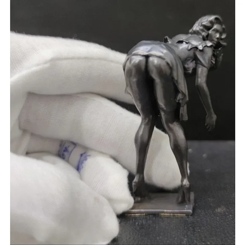 Solid Bronze Bending Down Waist Nude Female Body Voluptuous Seductive Statue