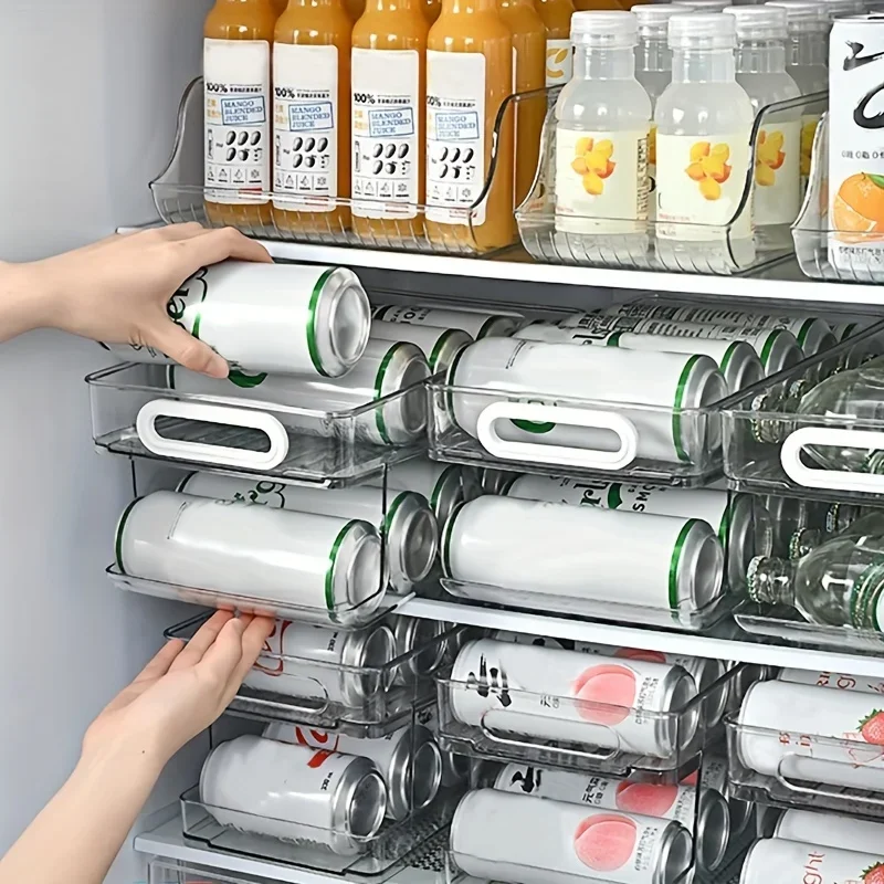 1/2Tier Rolling Soda Can Storage Organizer for Tall Skinny Soda/Pop Cans Soda Can Dispenser for Refrigerator Fridge Can Drink