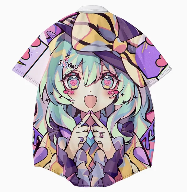 Anime Touhou Project Komeiji Koishi Short Sleeve Shirt Cosplay Costume Men Woman Casual Student Loose Tops Shorts