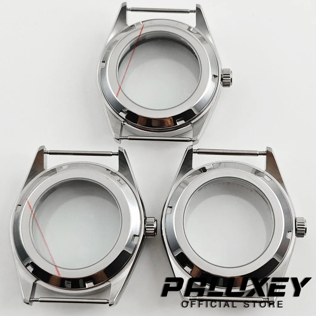 40mm Silver GS Sapphire Glass Stainless Steel Black White Chapter Ring Watch Case Fit NH35 NH36 4R35 4R36 NH34 NH38 Movement