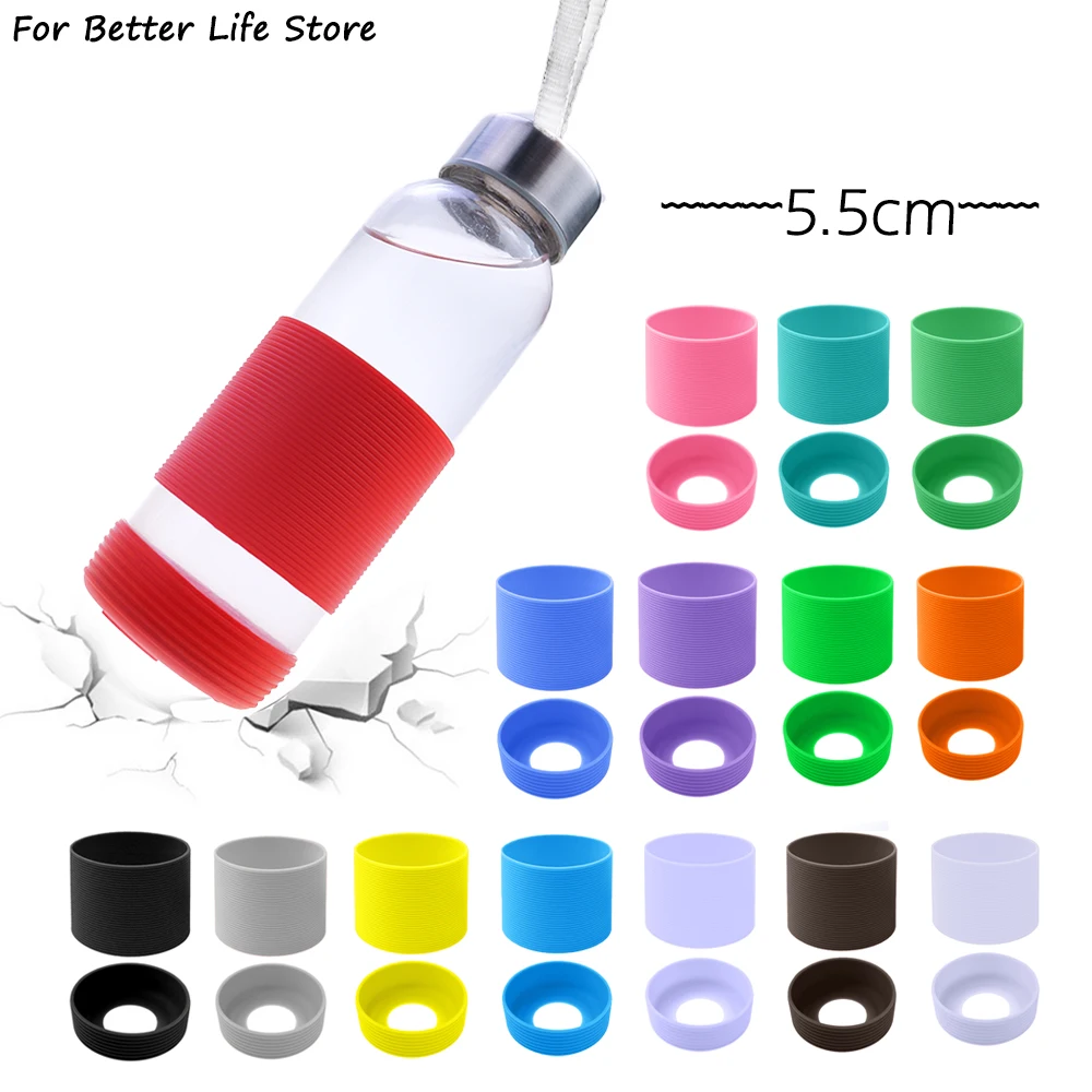 2Pc/Set 5.5cm 15 Colour Threaded Soft Silicone Cup Sleeve Bottom Heat Insulated Resistant Ring Sheath Anti Slip Good Toughness