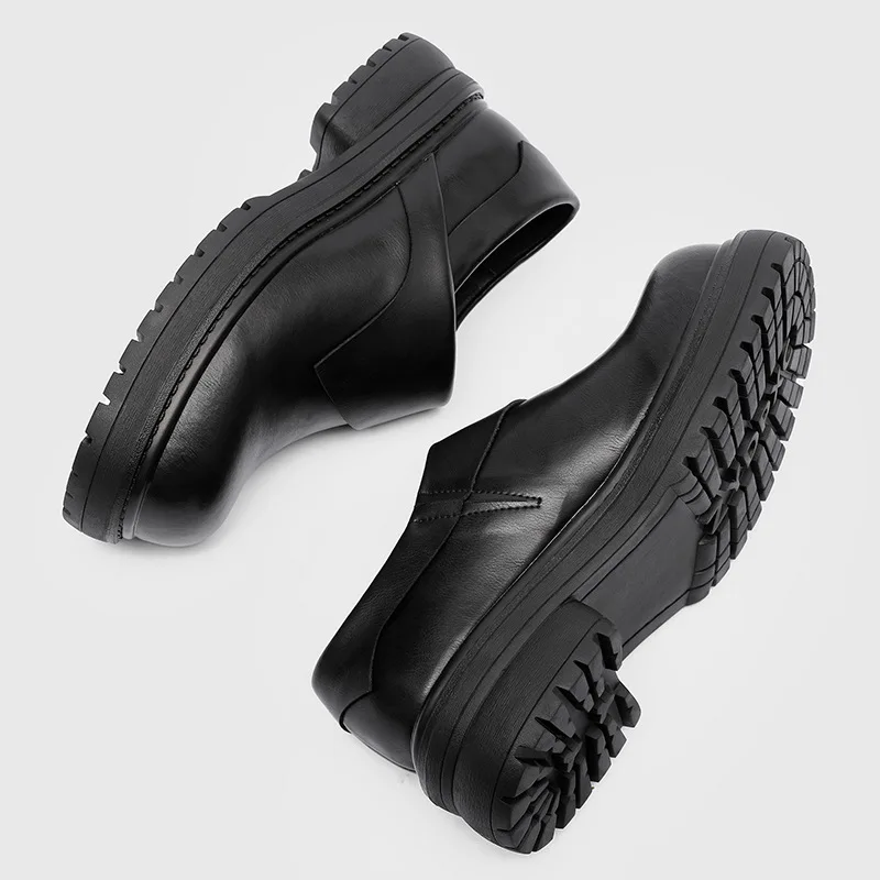men's fashion business wedding dress platform shoes slip-on original leather shoes black designer loafers cool stylish footwear