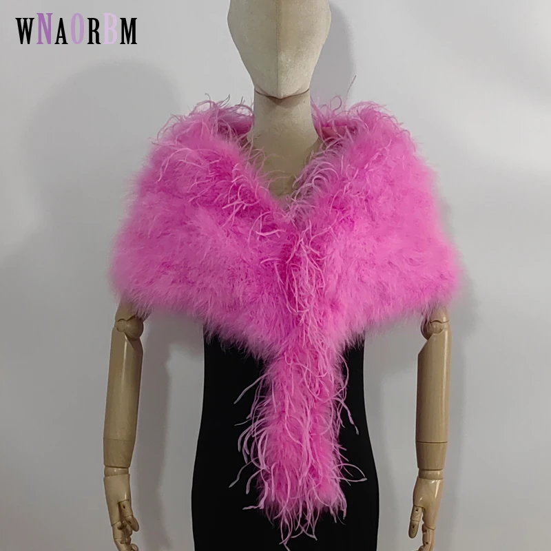 

Women's turkey feather fashionable and elegant cloak feather shawl top 30 * 120cm, suitable for parties and weddings