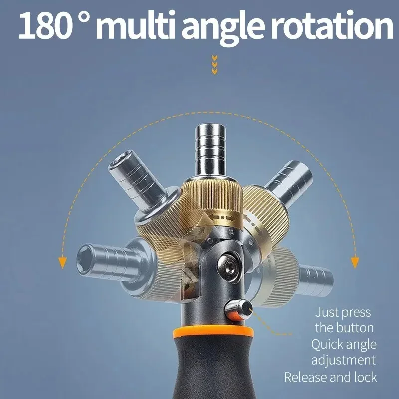 10 In 1 Portable Ratchet Screwdriver - Magnetic Multi-Angle Screwdriver Set with Hidden Bits, Corner Access Tool DIY image 3