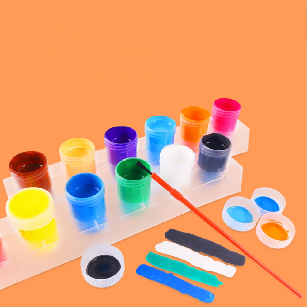 

20Ml Painting Kit For Kids Washable Finger Palm Paint Brush Pigment Set 12 Colors Acrylic Paints Art Craft Supplies Diy