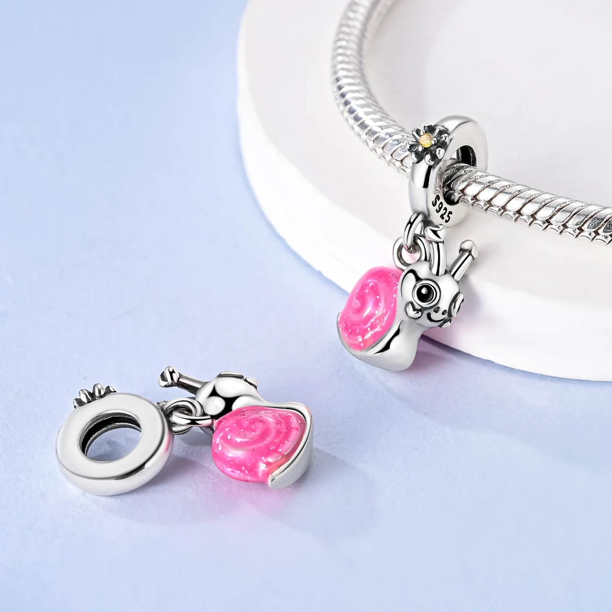 Fit Original 925 Sterling Silver Charms Beads Little Bear Lamb Little Flying Pig Pink Charms For Women DIY Birthday Jewelry Gift image 5