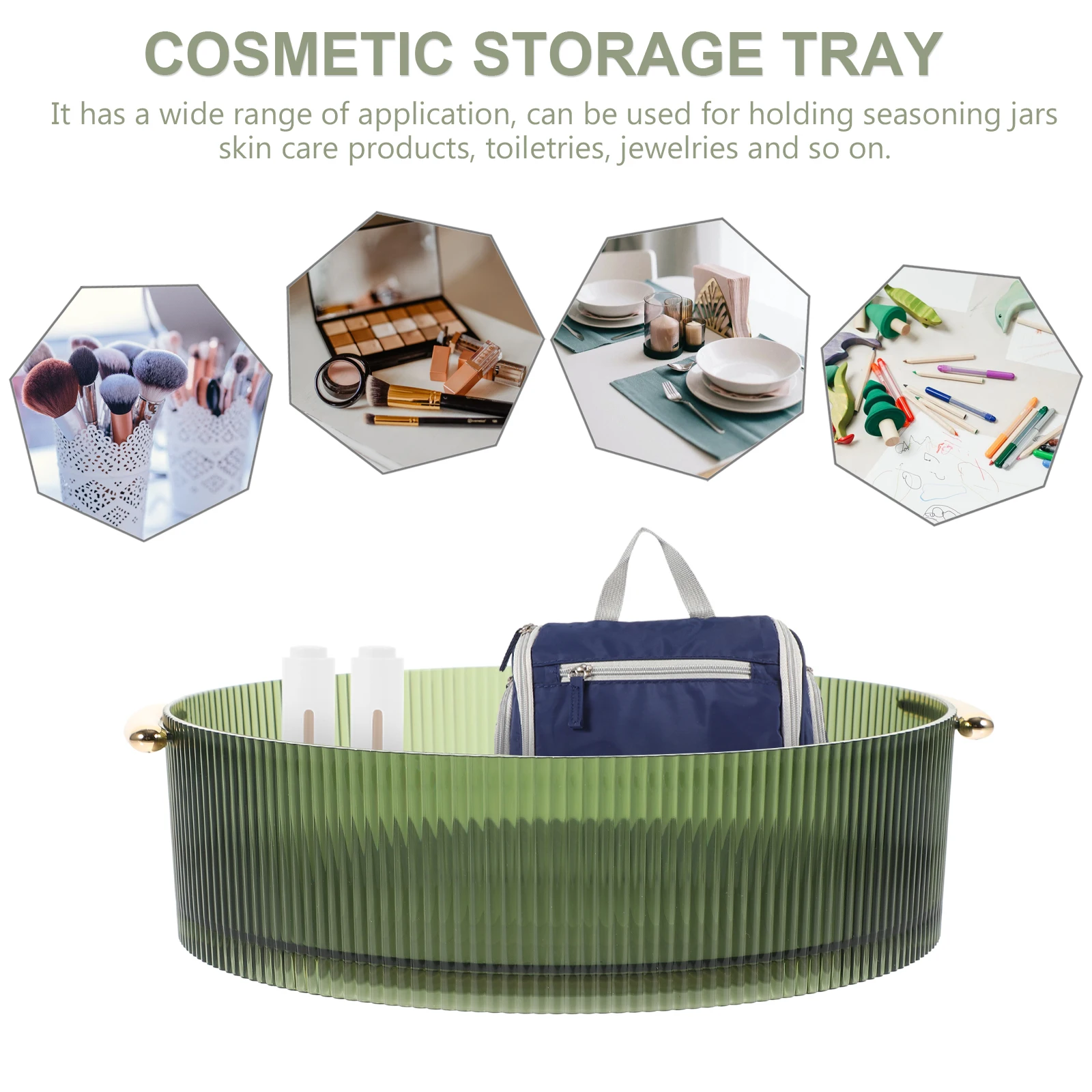

Rotating Storage Tray Organizer Round Rack for Kitchen Bathroom Spice Holder Turntable Cabinet Rack Non-Slip Design
