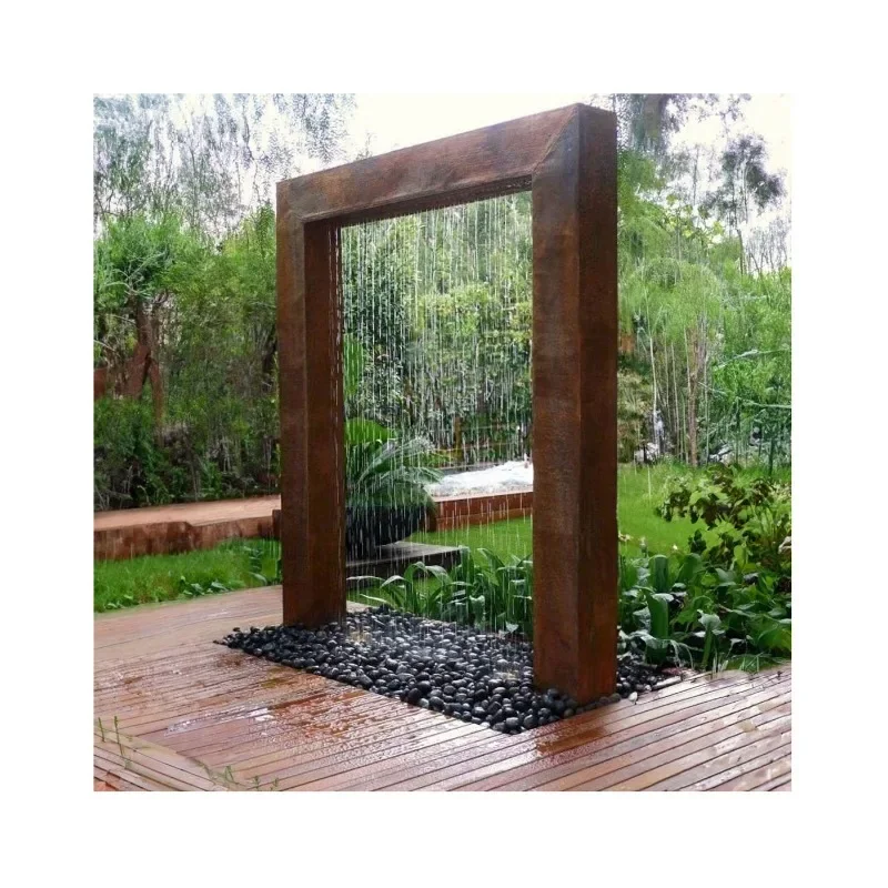 Landscaping rain shower fountain L-shaped Koteng molten steel rain curtain function