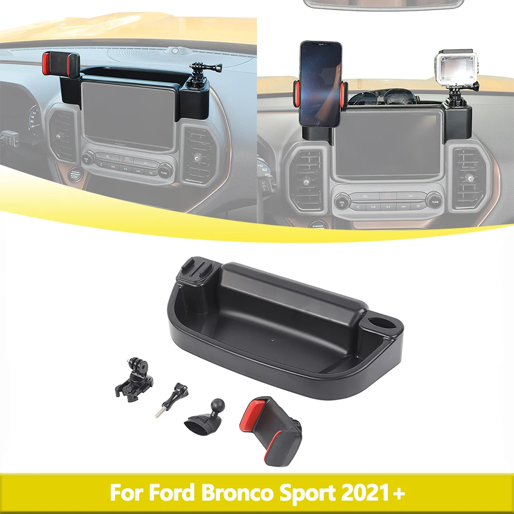 Center Console Phone Holder Multi-function Bracket Storage Box for Ford Bronco Sport 2021 2022 2023 2024 Interior Accessories ﻿