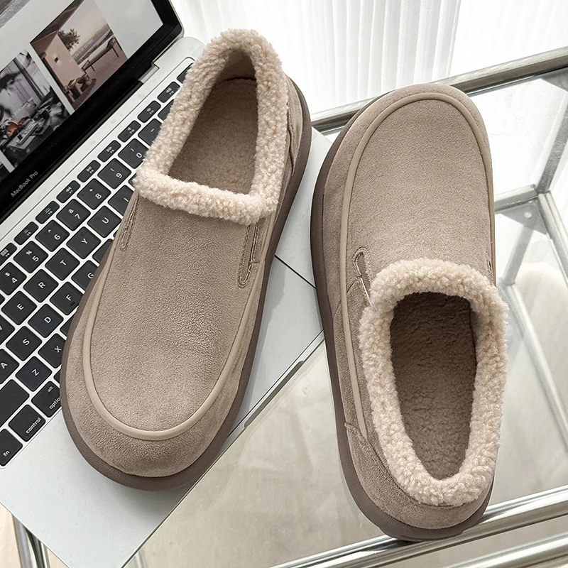 New Winter Boken Men Cotton Shoes with High-end Texture Simple Anti Slip Warm  Casual Suitable for Daily Commuting