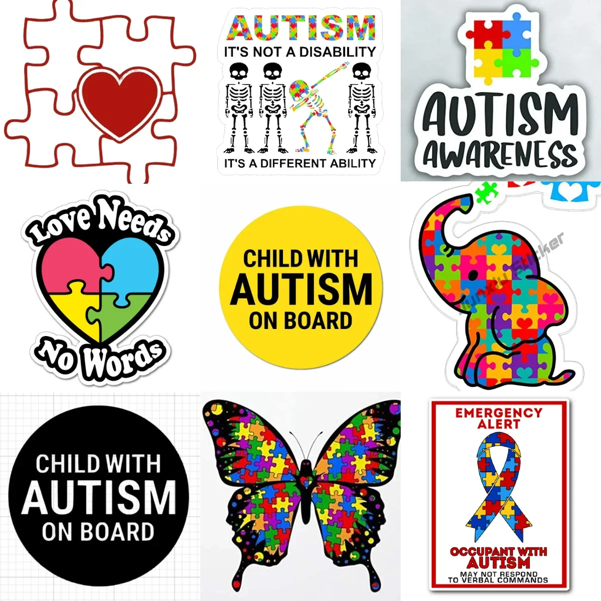 

Autism Awareness Care Autism Color Jigsaw Creative PVC Sticker for Decorate Car Van Bicycle Helmet Window Wall Decal Accessorie