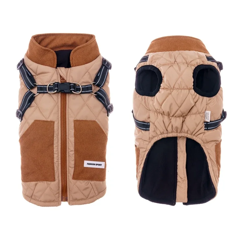 Waterproof Warm Dog Jacket With Harness Winter Dog Clothes French Bulldog Coat Chihuahua Pet Costume for Small Medium Dogs