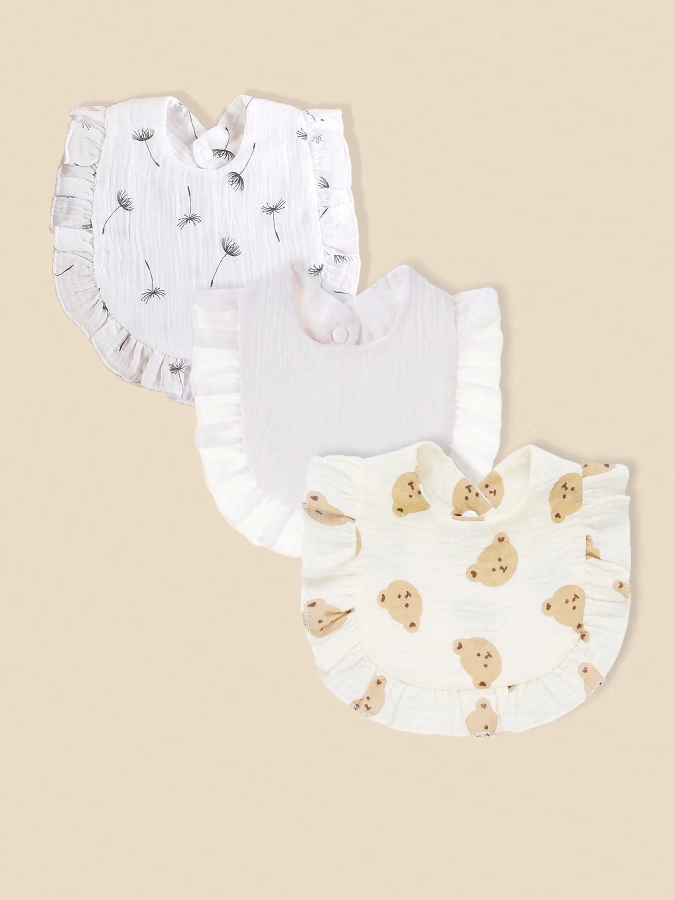 

3pcs/Set Korean Style Baby Feeding Drool Bib Ruffle Floral Infants Saliva Towel Cotton Bibs Ruffle Muslin Cotton Infant Baby Bib