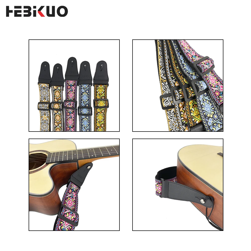 Hebikuo 2534 schwere Stickerei buntes Muster Gitarren gurt