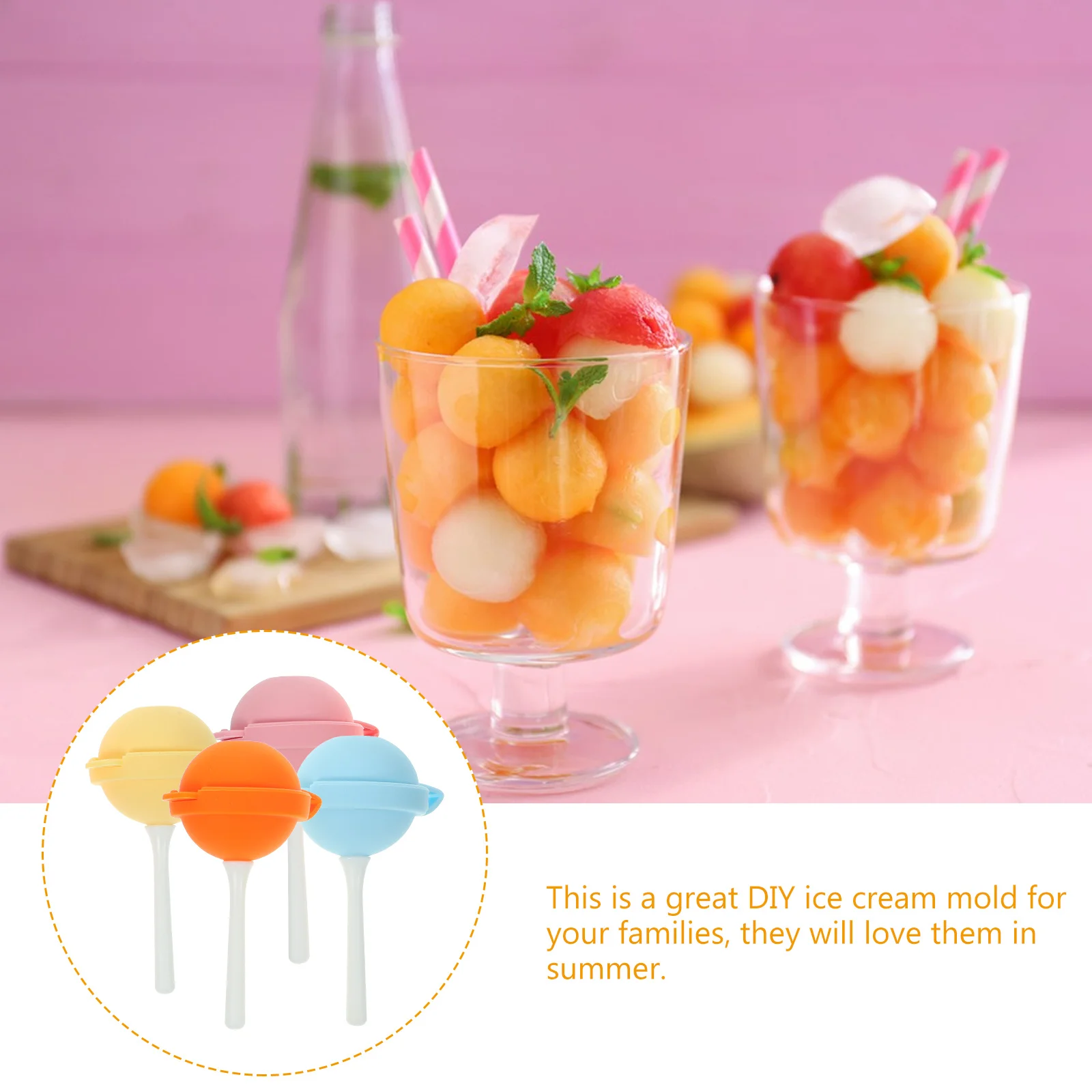 

4Pcs DIY Ice Cream Mold Silicone Popsicles Maker Ice Cube Mold Desserts Kitchen Supplies Bar Supplies Home Supply