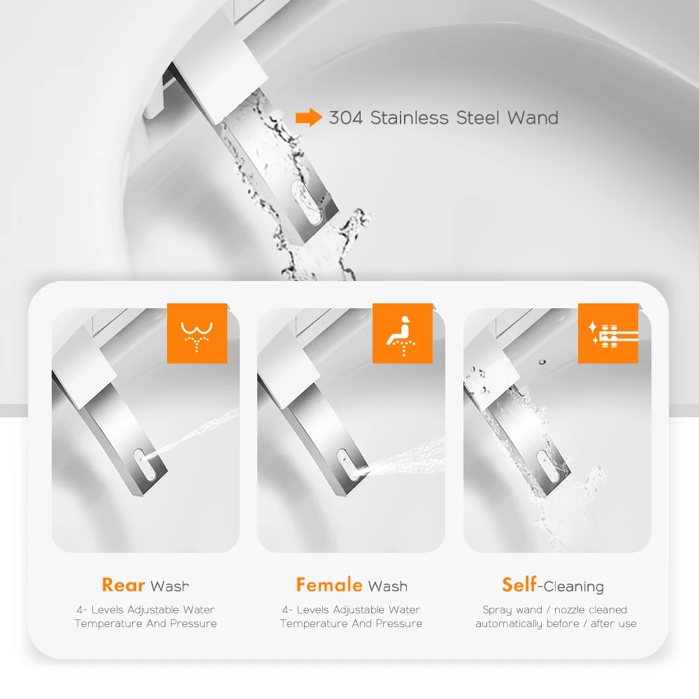 HKZX Toilette intelligente automatica con sedile riscaldato a risparmio energetico di alta qualità con funzione bidet, telecomando