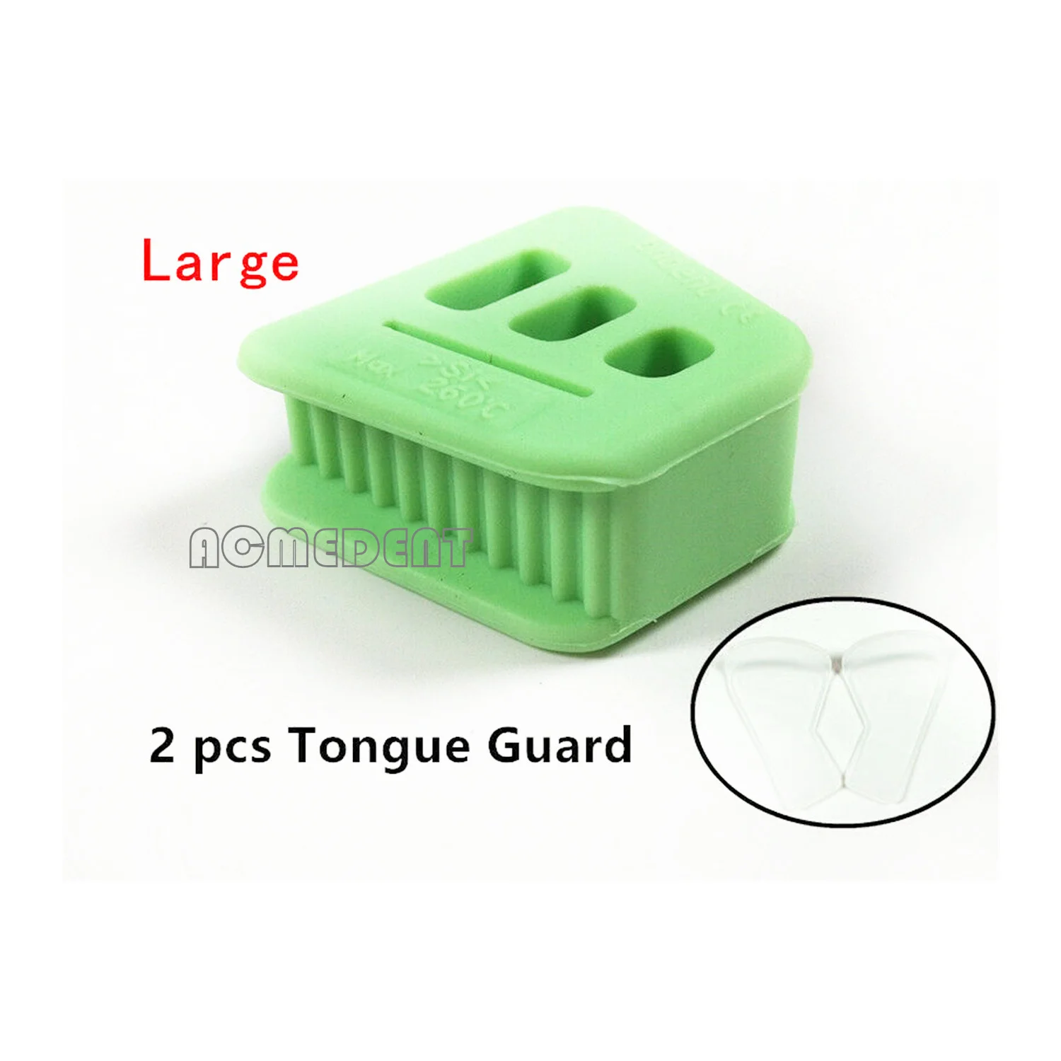 1Set Dental Mouth Props Bite Block Tongue Guard Green Prop R/L Large Adult