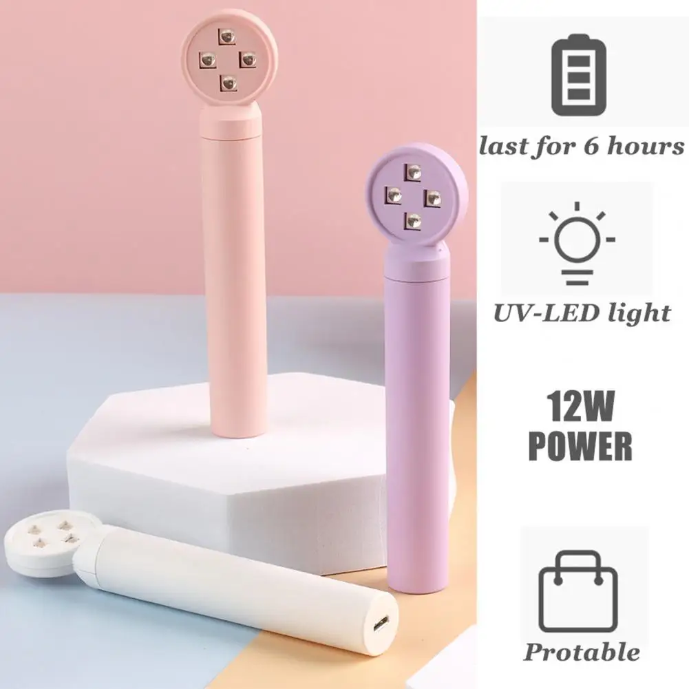 Lâmpada LED UV portátil do prego, Mini secador portátil para Gel Nail Cure, Viagem-Friendly, interface USB, rosa, tamanho pequeno