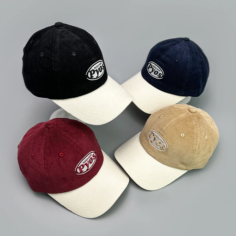 

Corduroy Color Block Letter Embroidery Baseball Hats New Unisex Retro Breathable Sunshade Casual Versatile Fashion Peaked Caps