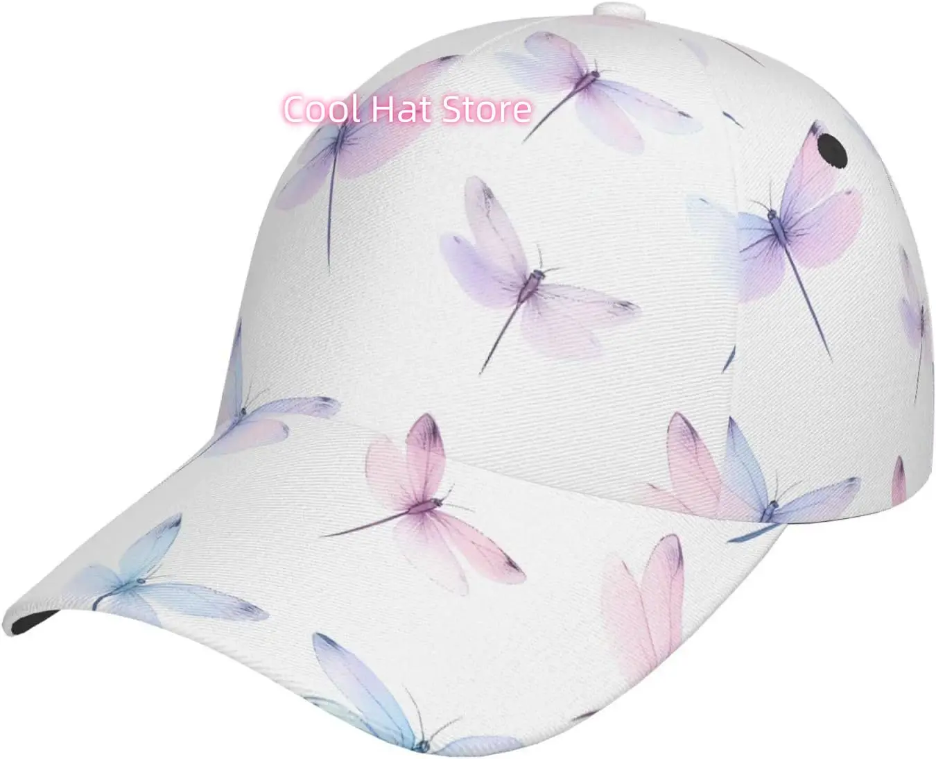 Purple Dragonfly Pattern Baseball Cap Adjustable Cotton Baseball Hat for Sports, Outdoor, Travel Gifts for Men
