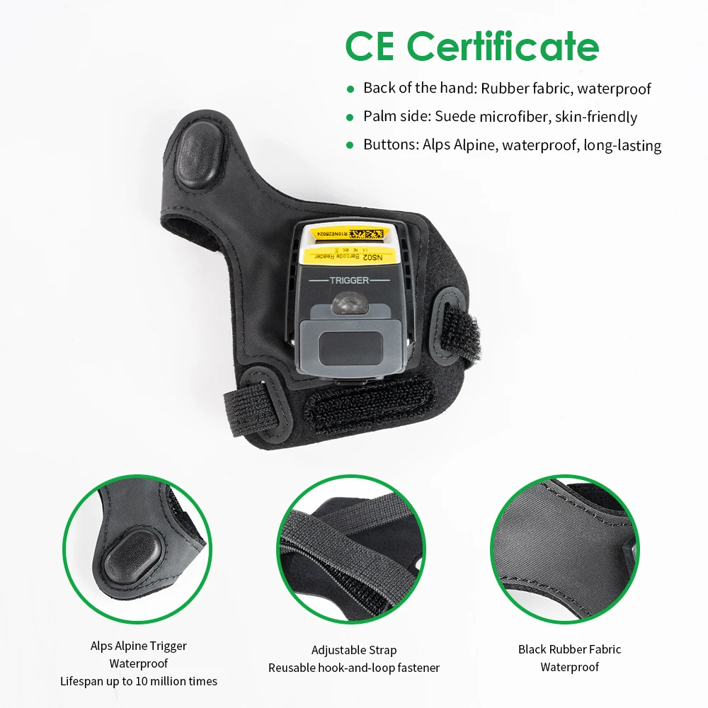 Effon PG05 Wearable Glove CMOS Barcode Scanner Hands-Free Data Collection IP65 1D/2D Warehouse Inventory Management 2-Year Stock