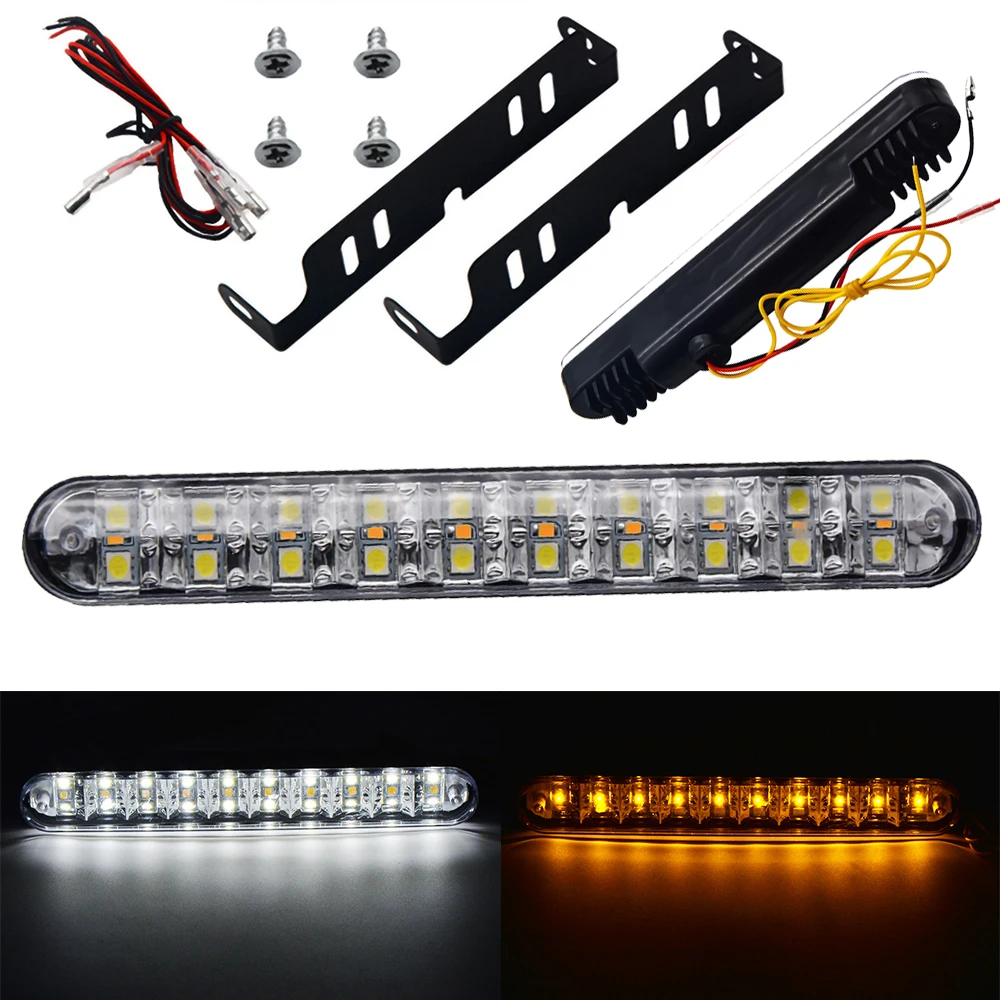 

Car Auto Daytime Running Light Daylight Driving Turn Signal Lamp DRL LED 12V White Amber Lights Fog Light 6000K Car-styling Bulb