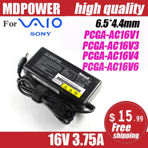 Para SONY 16V 3.75A 60W adaptador de corriente alterna para ordenador portátil, cargador PCGA-AC16V PCGA-AC16V1 PCGA-AC16V3 PCGA-AC16V4 VAIO U101 VGN-Z1