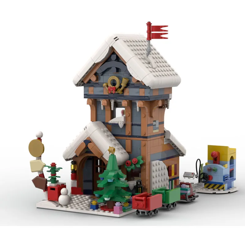 1439PCS Modulare Winter Post Office Moc Bausteine Ziegel Architektur Geburtstag Weihnachten Geschenke Spielzeug Kompatibel 10339