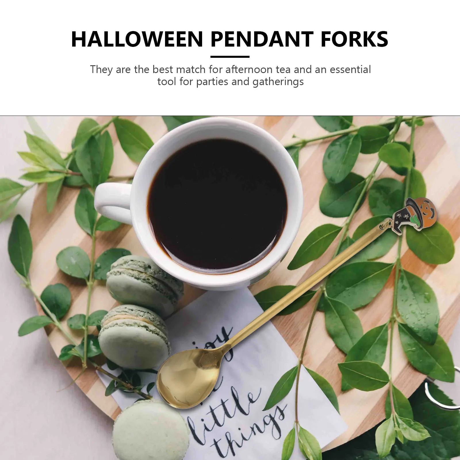 

4Pcs Stainless Steel Halloween Forks Exquisite Pendant Design Dessert Ice Cream Forks Home Tableware Party Use