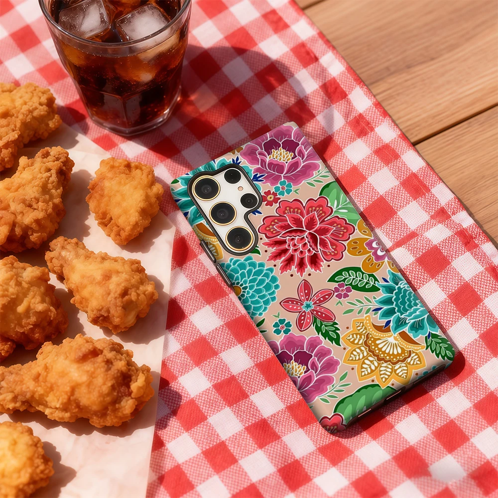 Чехол для телефона с яркими цветочными цветами для Samsung Galaxy S25 Ultra S24 S23 Ultra Plus, противоударная двухслойная задняя крышка
