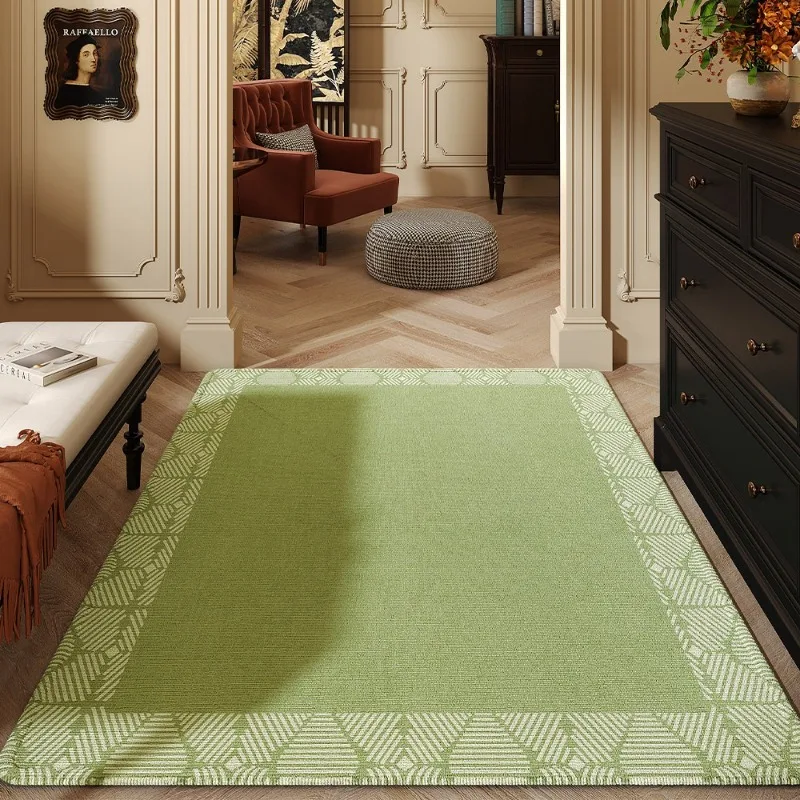 Green Artistic Grid Living Room Carpet Large Area Sofa Rugoldable Machine Washable Bedroom Bedside Non-slip Soft Floor Mat Ковер
