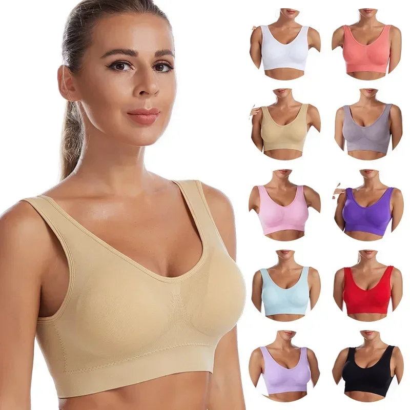 Bra Yoga olahraga wanita, rompi lari, pakaian dalam Gym Crop empuk, pakaian olahraga wanita, Bra Push Up