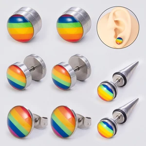 1 زوج من أقراط الأذن قوس قزح الموضة لفخر المثليين والمثليات ، قرط مغناطيسي من الفولاذ المقاوم للصدأ LGBT ، أقراط غير مثقوبة أفضل 6 مبيعات أقراط مثلية - رقم 6