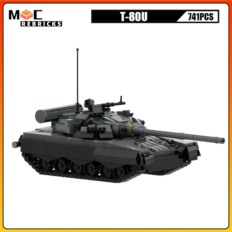 

Military Army Tracks Armored Vehicle T-80U Main Battle Tank High-tech Weapon MOC Building Blocks Model Kid's Bricks Toys Gifts