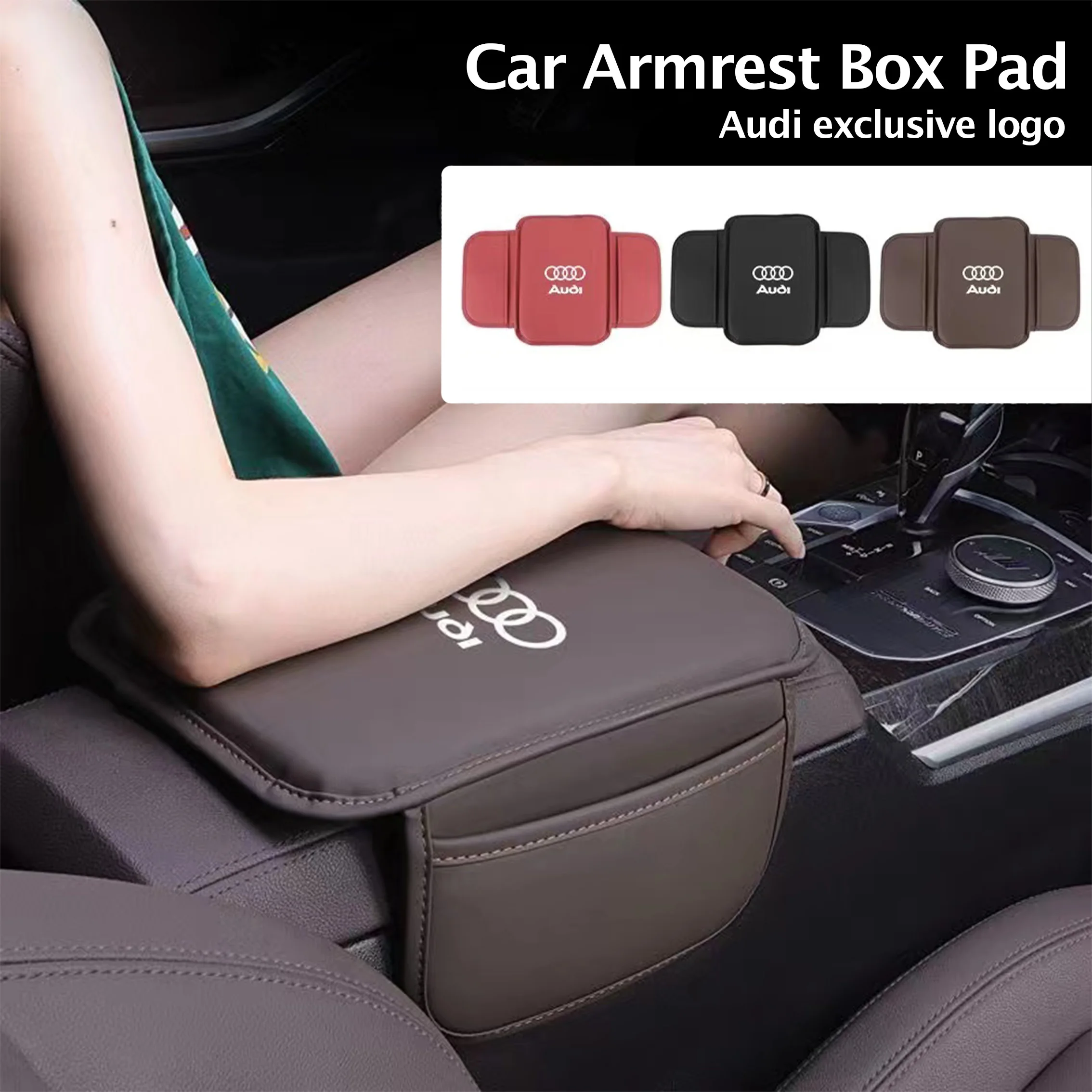 Car Armrest Box Pad Elbow Rest Cushion With Storage Pocket For Audi A4 B8 B6 B9 B7 A3 8P 8V 8L A6 C7 C6 C5 Q5 A5 Q7 A1 Q3 A7 ﻿