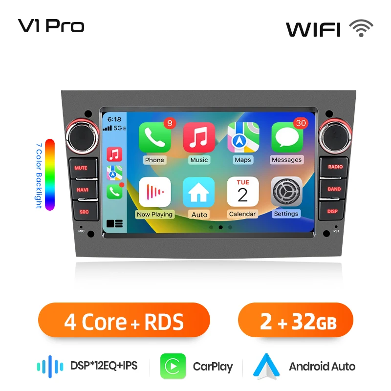 Junsun 7 inch Android autoradio voor Opel Astra H G J Zafira B Corsa C D Antara Vectra Vivaro CarPlay Auto IPS scherm stereo multimediaspeler automotive slimme intelligente systemen 2 Din autoradio