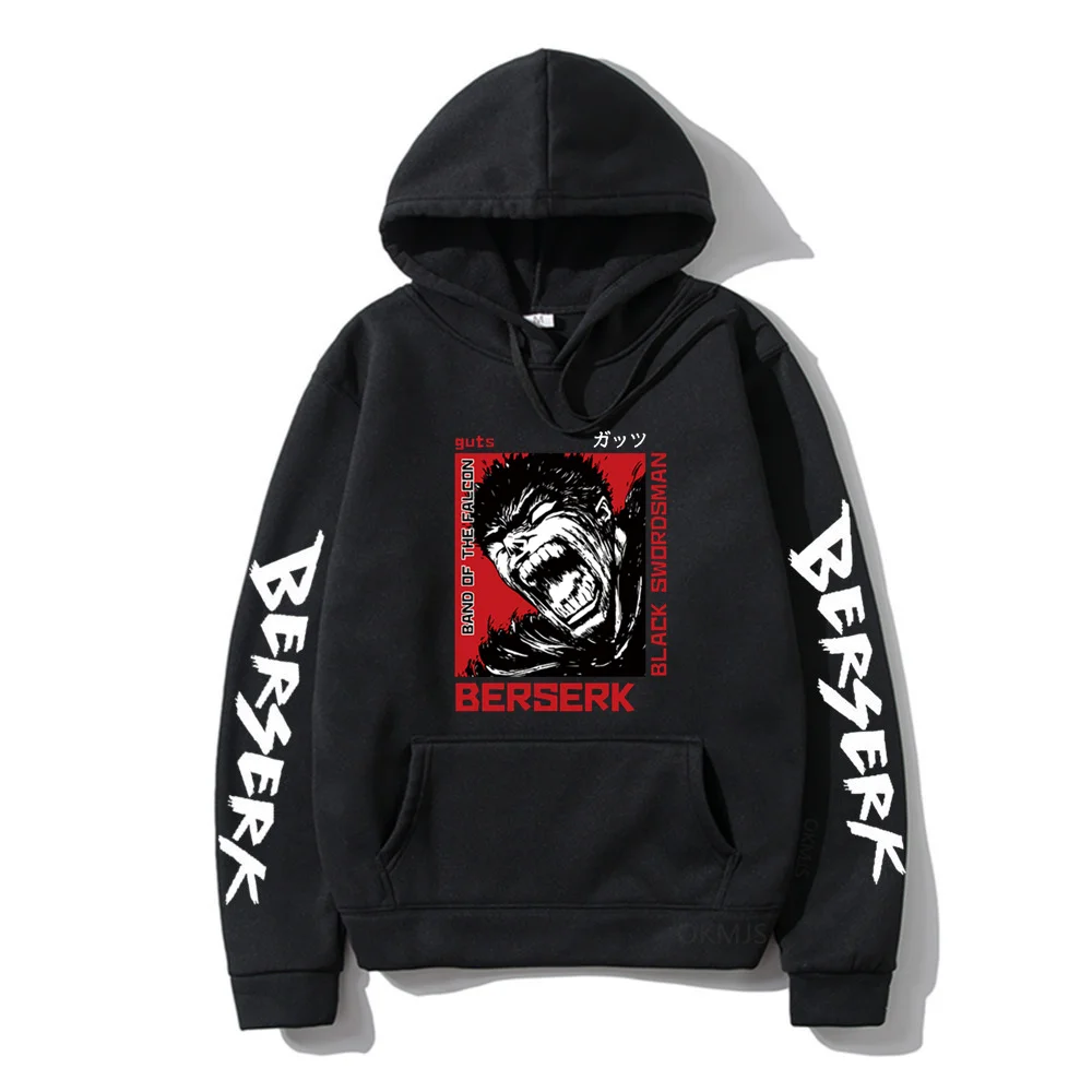 Japanese Anime Fashion Hoodies Retro Manga Berserk print Street youngsters Tops Hooded Sweatshirts Oversize Hip Hop Pullover