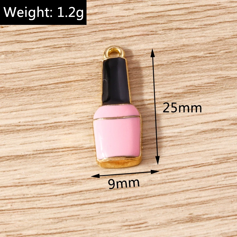 10pcs 9x25mm Cute Enamel Nail Polish Bottle Charms Pendants for Earrings Necklace Bracelet DIY Crafts Jewelry Making Accessories