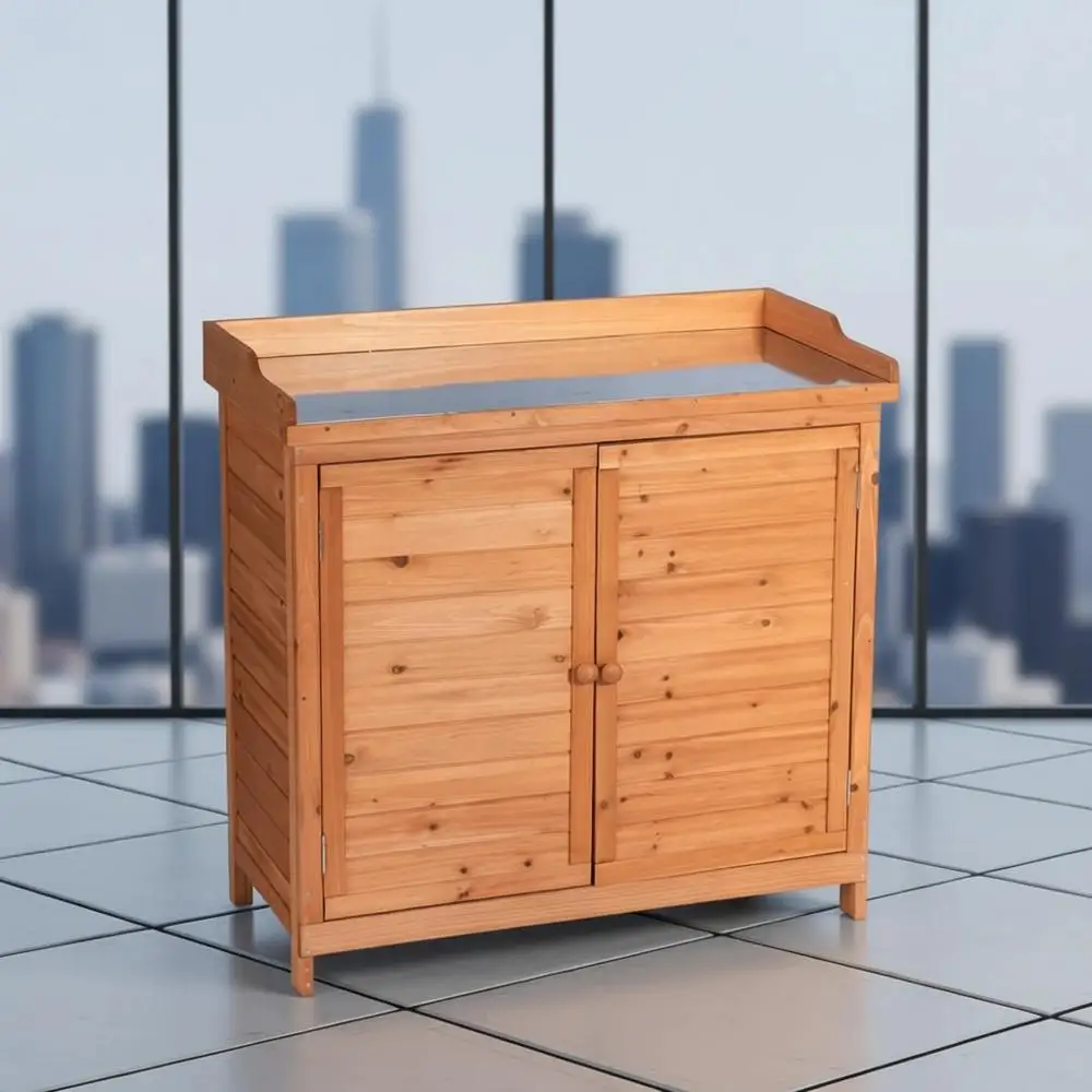 

Уличный деревянный шкаф для хранения с водонепроницаемым навесом для инструментов и рабочей станцией для садовых работ