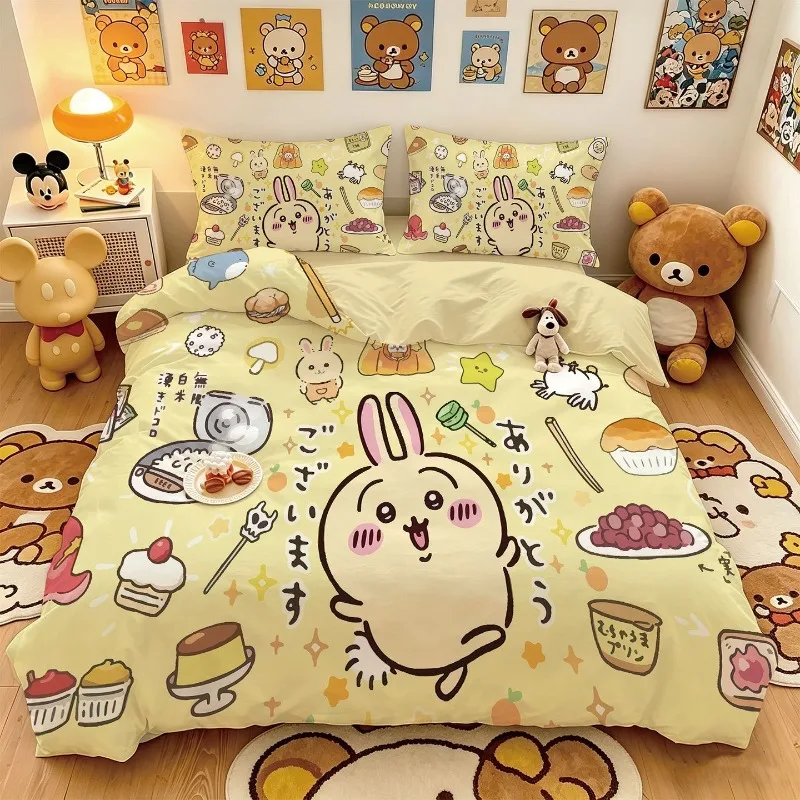 Anime Cartoon Kawaii New Bedding Four Piece Set Cotton Skin-friendly Quilt Cover Student Dormitory Home Soft Good Looks Chiikawa