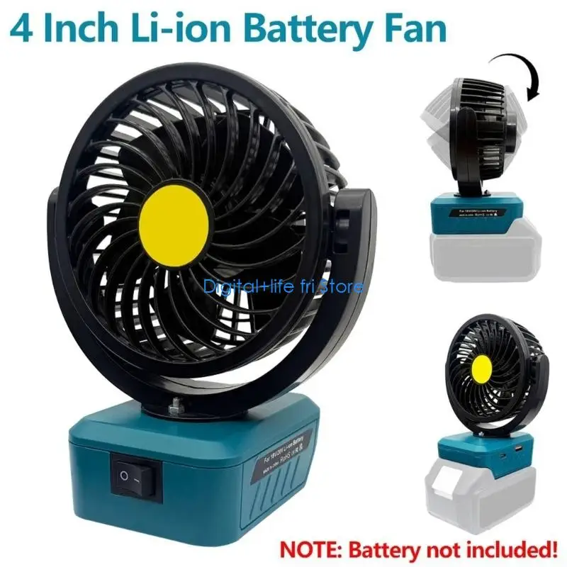 E06D Durability ABS Metal 18V Electric Fan With Foldable Design For BL1815,BL1830 BL1840