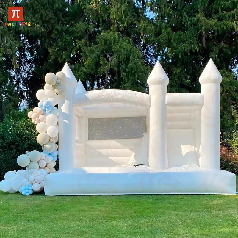 

Jumping Castle Playhouse Wedding, Birthday, Party Decoration PVC kids White Bounce House with Ball Pit and Slide
