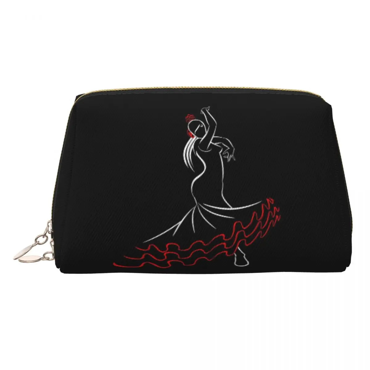 Spain Flamenco Dancer Front Women Cosmetic Bags Travel Makeup Organizer Pouch Toiletry Storage Dopp Kit Box