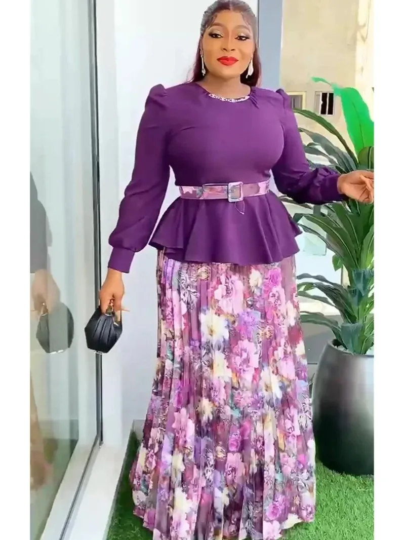 

African Clothes for Women 2 PCS Sets Tops And Skirts Suits Dashiki Ankara Turkey Outfit Robe Plus Size Wedding Party Dresses