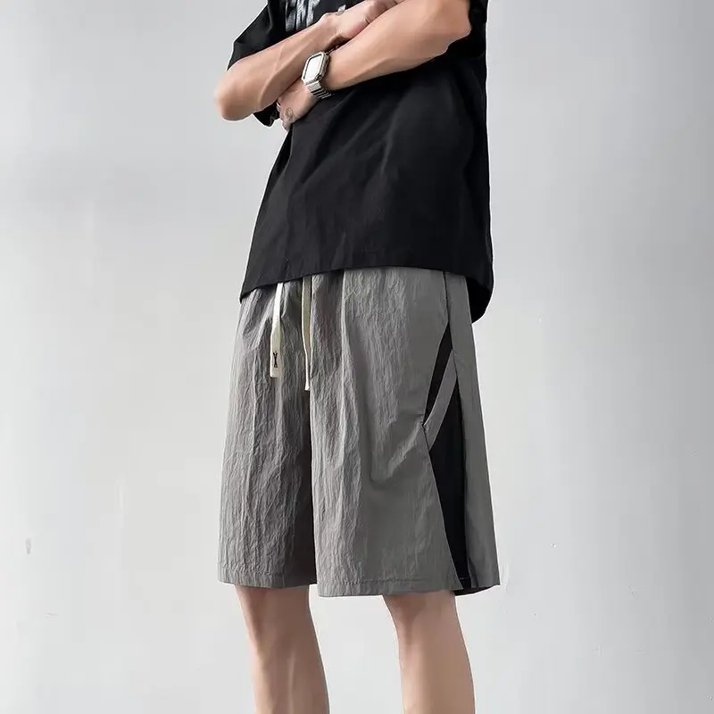 Ice Silk Men's Summer orts Five-Quarter Drapey Casual Sports Pants Four-Quarter Pants Versatile Loose Fit Straight Leg Beac...