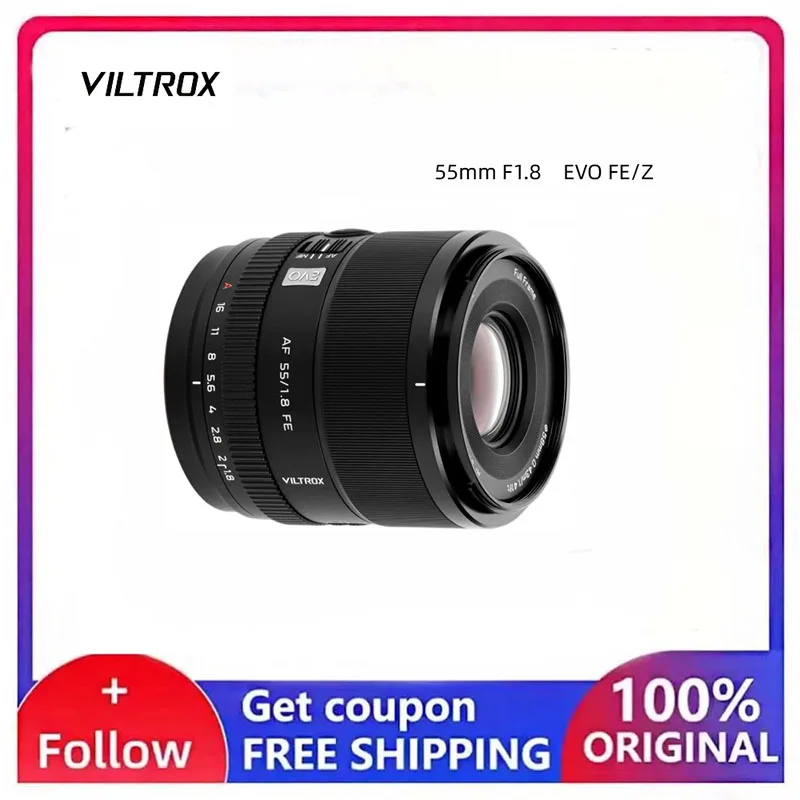 

VILTROX 55mm F1.8 EVO Lens Fn Button USB-C Firmware Update Weather Sealing for Sony Nikon Camera