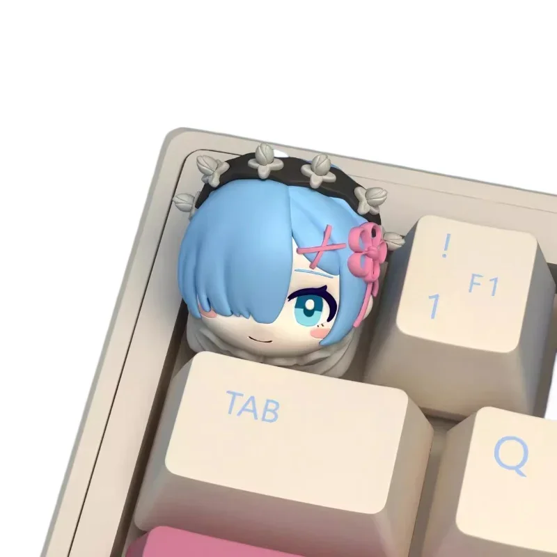 Re: Zero Creating Life in Another World Theme Cartoon Anime Keycaps Kawaii Rem Resin Keycap for Mechanical Keyboard Art Key Caps