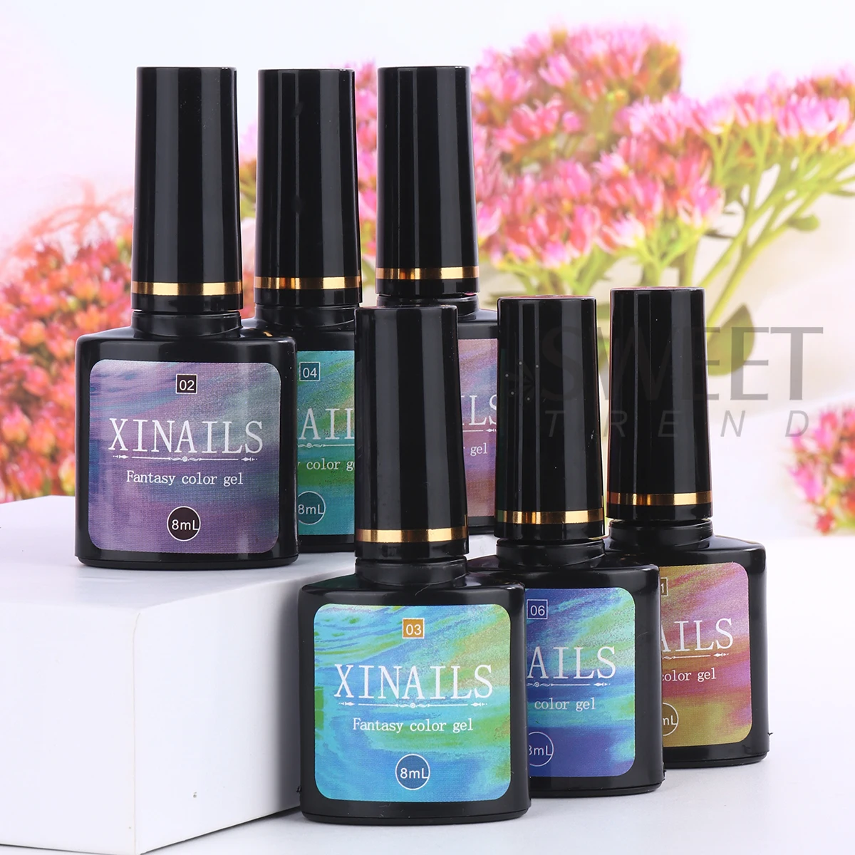 2 In 1 Iridescent Aurora Gel Nail Polish Shimmer Mermaid Soak Off Lacquer Sparkly Pearl UV Top Coat Manicure Varnish Decoration